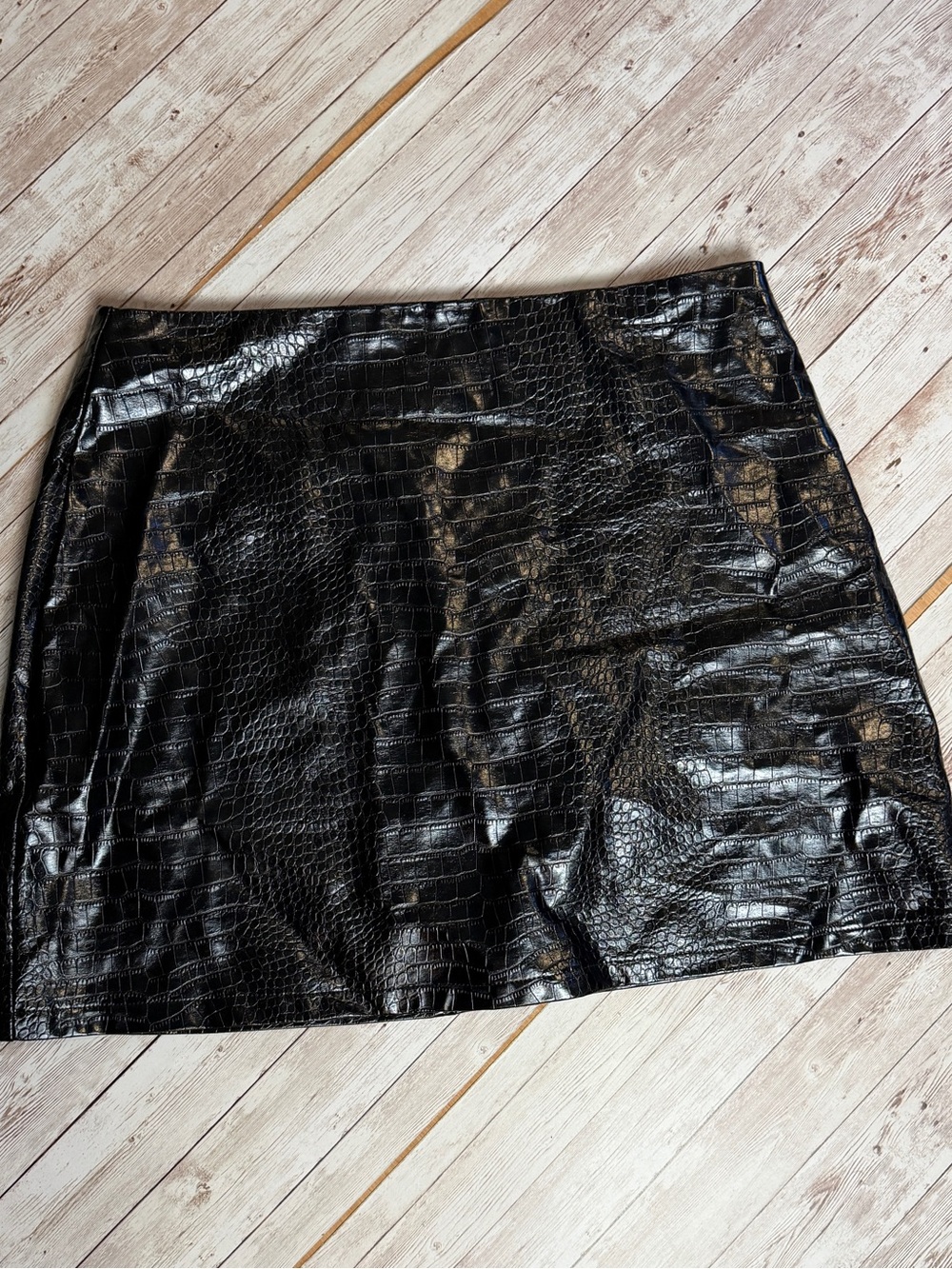 Bar III Black Faux Croc Mini Skirt